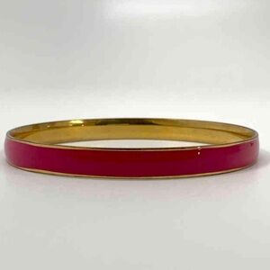 J Crew Gold-Tone Pink Enamel Round Fashion Bangle Bracelet